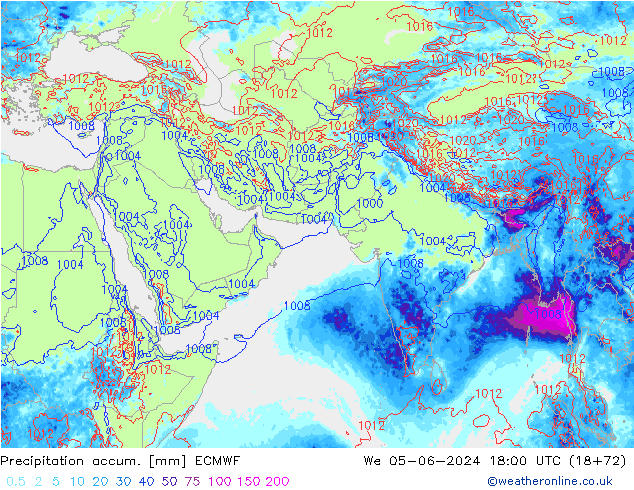 Precipitation accum. ECMWF mer 05.06.2024 18 UTC