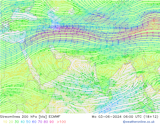 Rüzgar 200 hPa ECMWF Pzt 03.06.2024 06 UTC