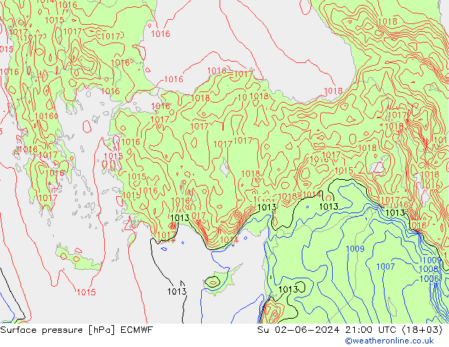 ciśnienie ECMWF nie. 02.06.2024 21 UTC