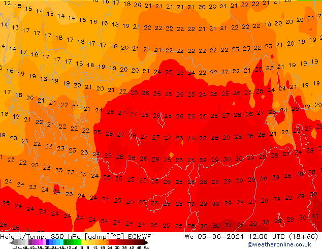 Z500/Rain (+SLP)/Z850 ECMWF  05.06.2024 12 UTC