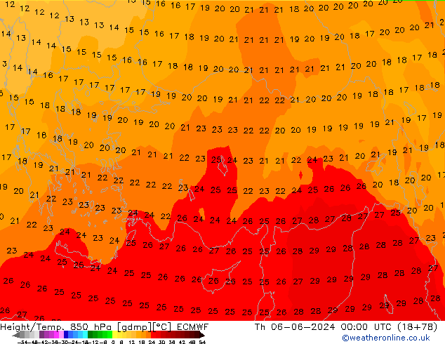 Z500/Rain (+SLP)/Z850 ECMWF чт 06.06.2024 00 UTC