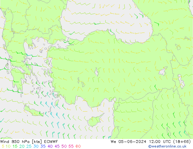 Rüzgar 850 hPa ECMWF Çar 05.06.2024 12 UTC