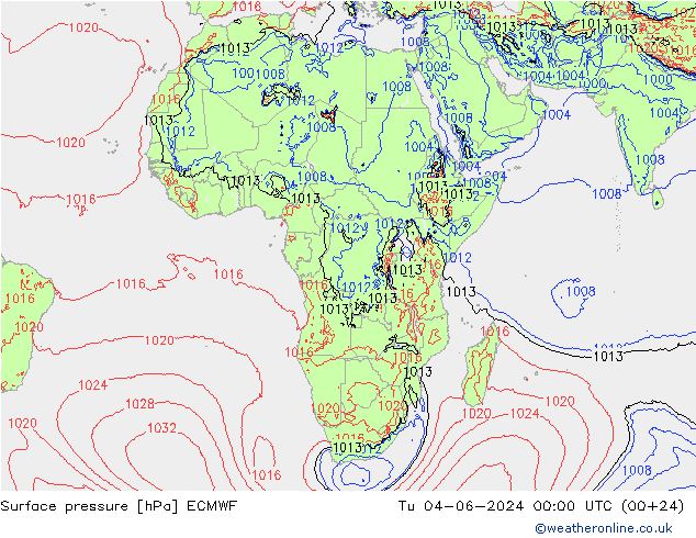 Pressione al suolo ECMWF mar 04.06.2024 00 UTC