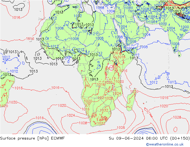 pression de l'air ECMWF dim 09.06.2024 06 UTC