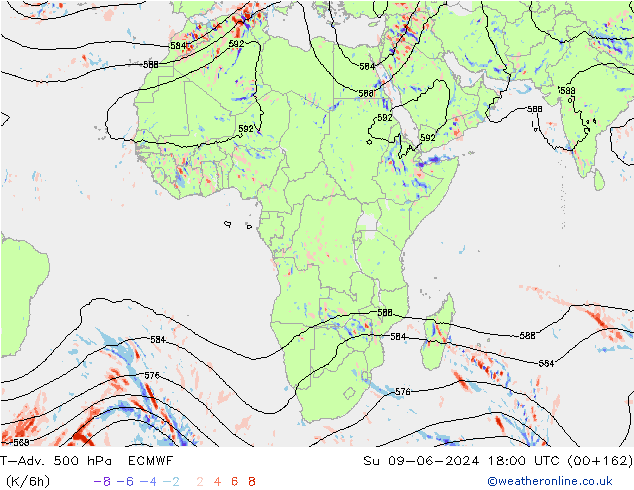 T-Adv. 500 hPa ECMWF dom 09.06.2024 18 UTC