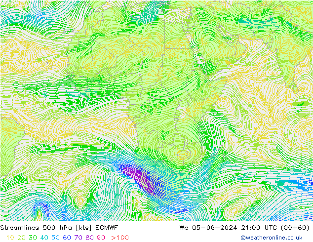 Stroomlijn 500 hPa ECMWF wo 05.06.2024 21 UTC