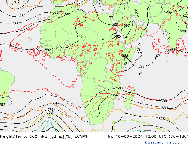 Z500/Rain (+SLP)/Z850 ECMWF Mo 10.06.2024 12 UTC