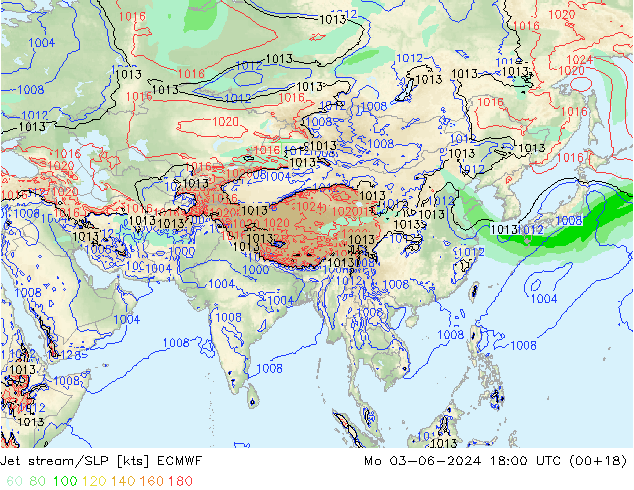 Corriente en chorro ECMWF lun 03.06.2024 18 UTC