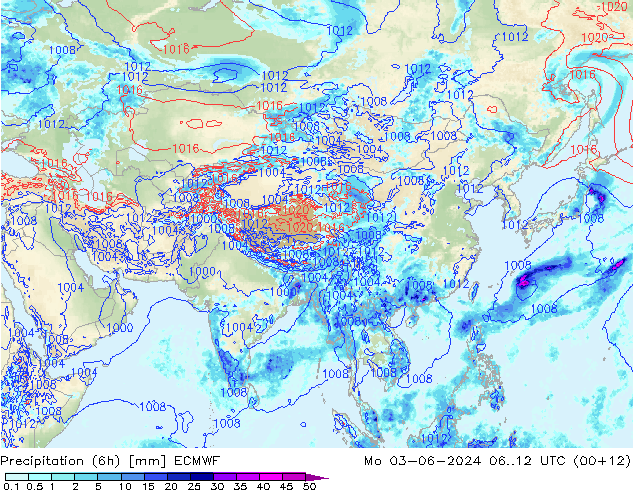 Z500/Rain (+SLP)/Z850 ECMWF Mo 03.06.2024 12 UTC