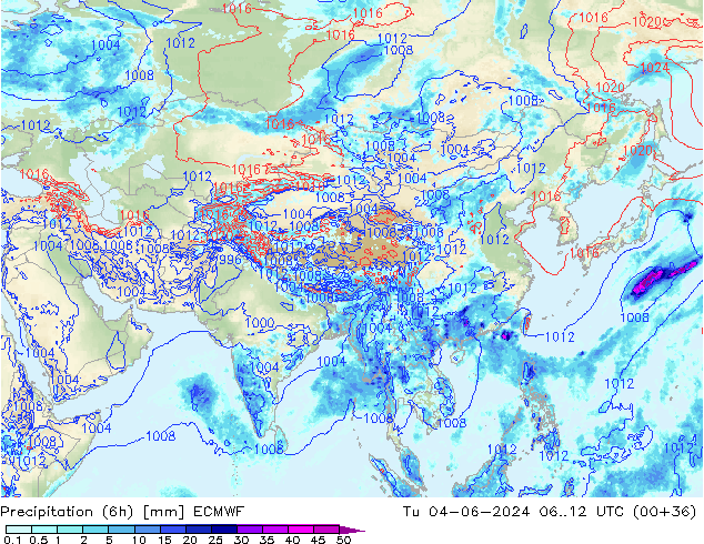 Z500/Rain (+SLP)/Z850 ECMWF Tu 04.06.2024 12 UTC