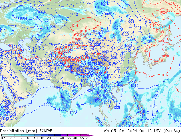Srážky ECMWF St 05.06.2024 12 UTC
