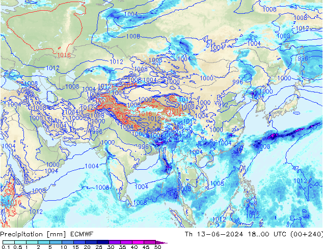 Niederschlag ECMWF Do 13.06.2024 00 UTC
