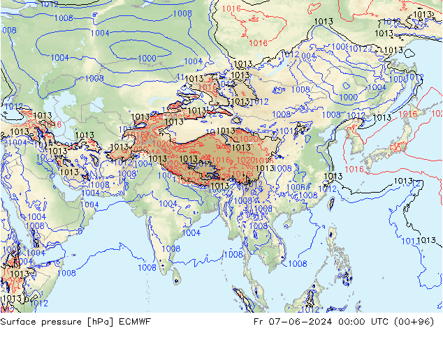 pressão do solo ECMWF Sex 07.06.2024 00 UTC