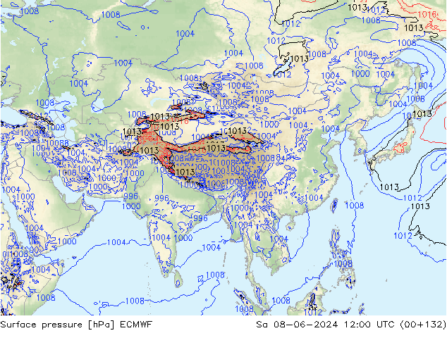 Atmosférický tlak ECMWF So 08.06.2024 12 UTC