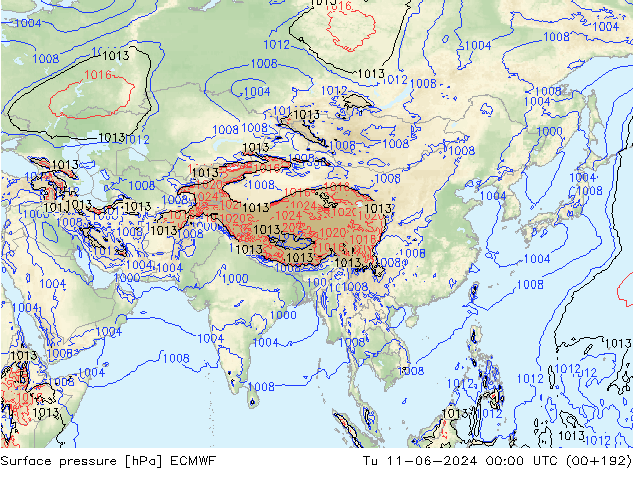 Yer basıncı ECMWF Sa 11.06.2024 00 UTC