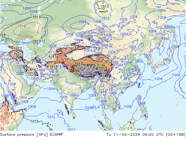 Yer basıncı ECMWF Sa 11.06.2024 06 UTC