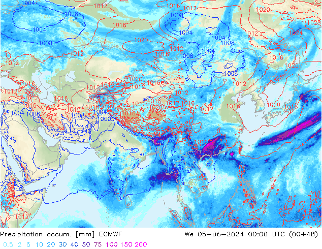 Totale neerslag ECMWF wo 05.06.2024 00 UTC