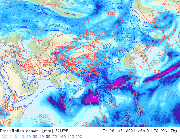 Totale neerslag ECMWF do 06.06.2024 06 UTC