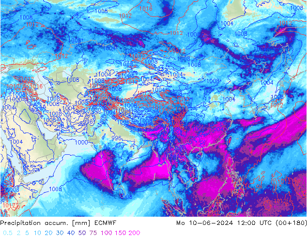 Toplam Yağış ECMWF Pzt 10.06.2024 12 UTC