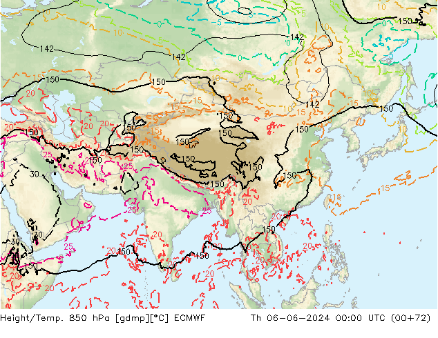 Height/Temp. 850 гПа ECMWF чт 06.06.2024 00 UTC