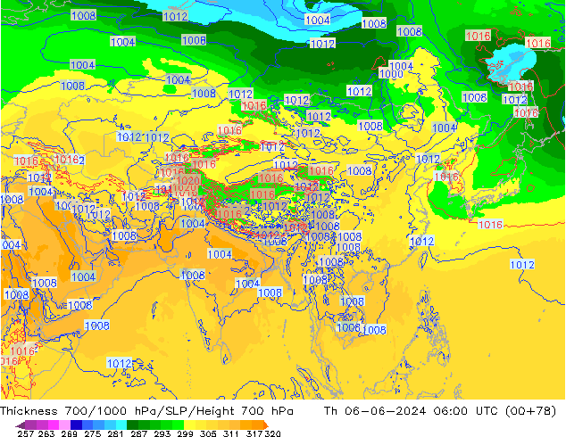 Dikte700-1000 hPa ECMWF do 06.06.2024 06 UTC