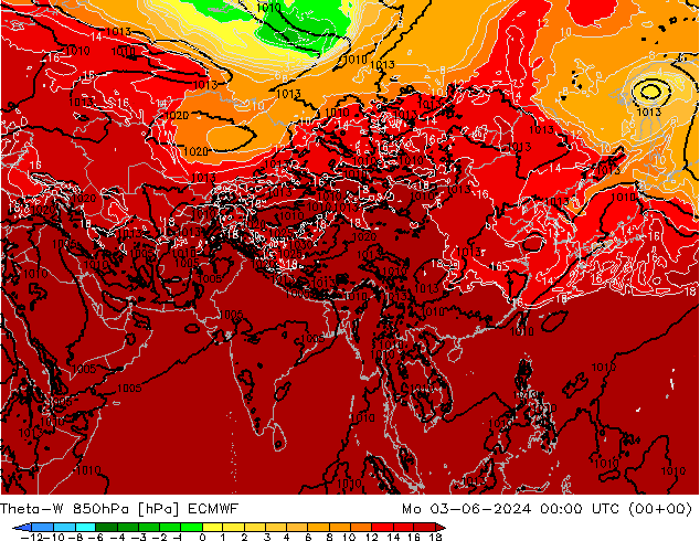 Theta-W 850hPa ECMWF Mo 03.06.2024 00 UTC