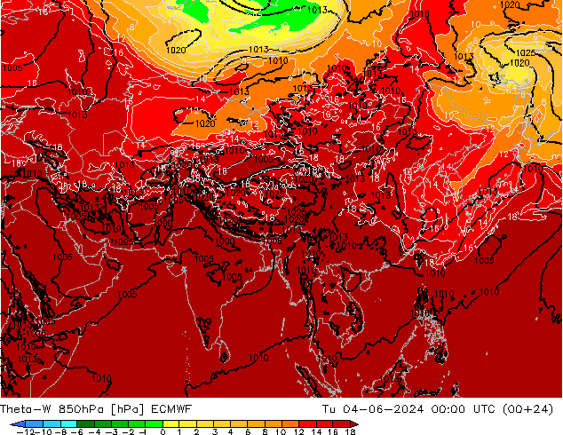 Theta-W 850hPa ECMWF Sa 04.06.2024 00 UTC