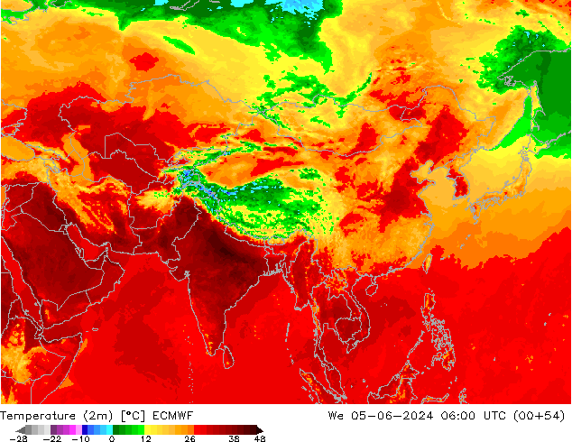 Temperature (2m) ECMWF We 05.06.2024 06 UTC