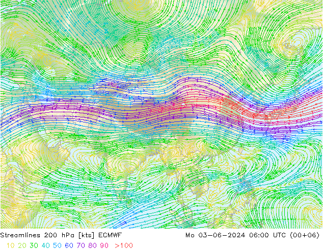 Stromlinien 200 hPa ECMWF Mo 03.06.2024 06 UTC