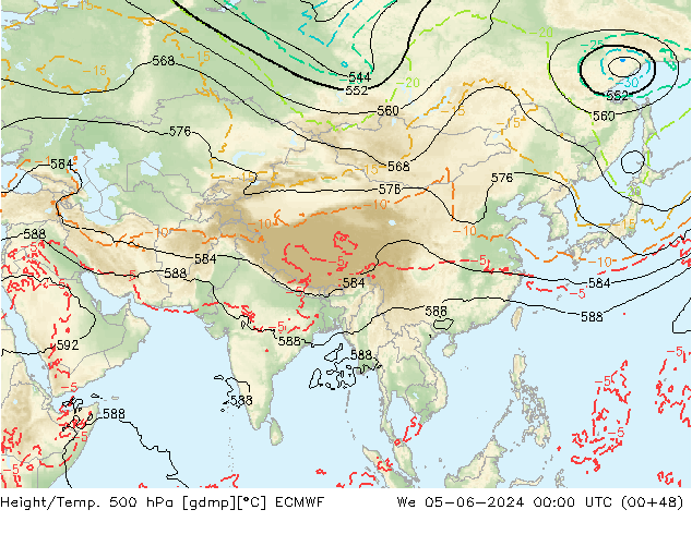 Z500/Rain (+SLP)/Z850 ECMWF mer 05.06.2024 00 UTC