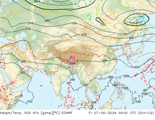 Z500/Rain (+SLP)/Z850 ECMWF Fr 07.06.2024 06 UTC