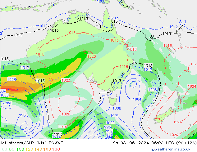 Jet stream/SLP ECMWF So 08.06.2024 06 UTC