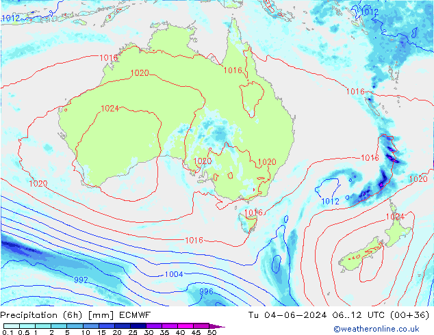 Z500/Rain (+SLP)/Z850 ECMWF Út 04.06.2024 12 UTC