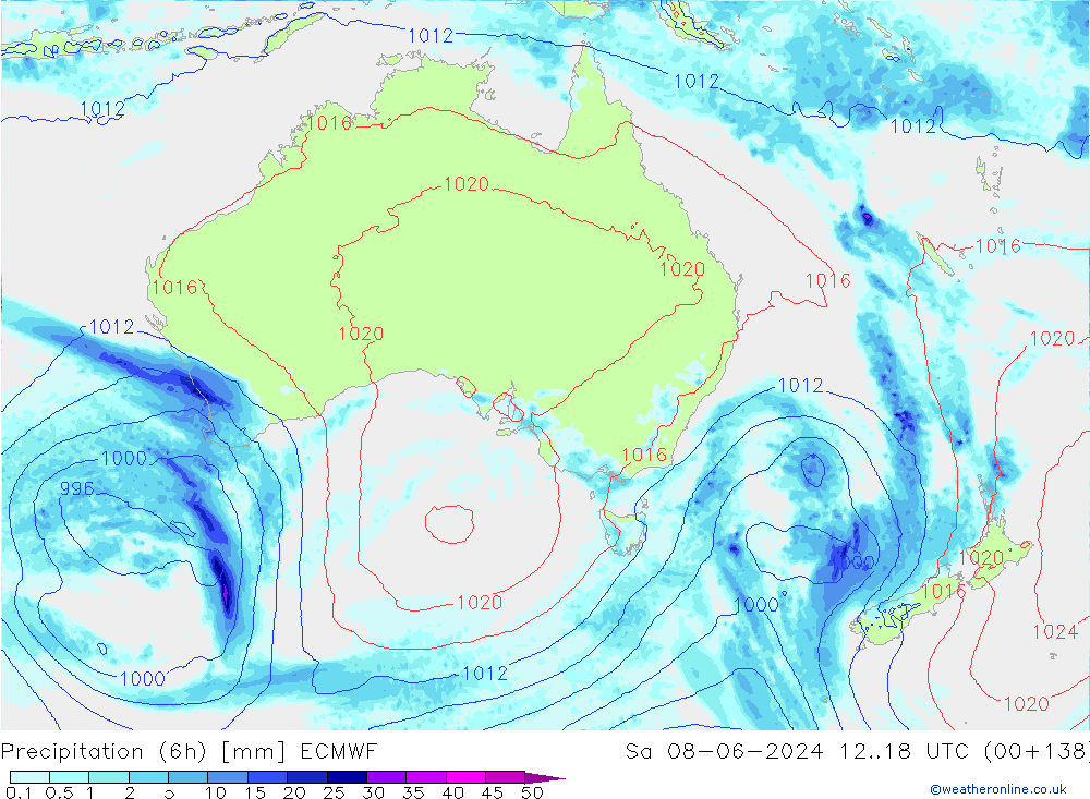 Z500/Rain (+SLP)/Z850 ECMWF  08.06.2024 18 UTC