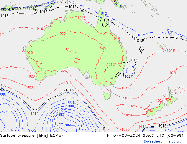 ciśnienie ECMWF pt. 07.06.2024 03 UTC