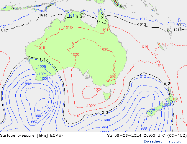 Surface pressure ECMWF Su 09.06.2024 06 UTC