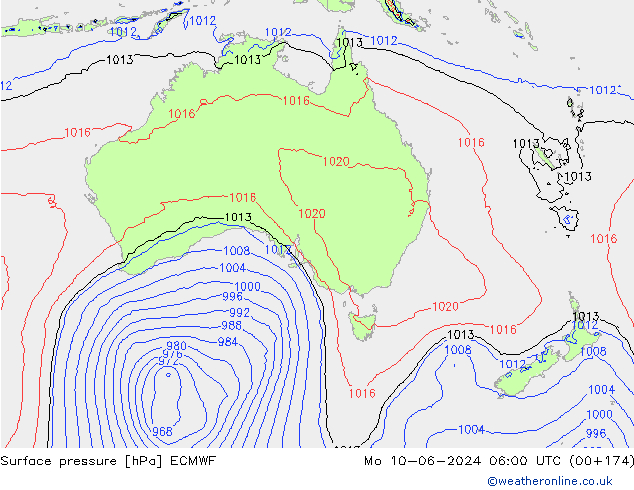 Yer basıncı ECMWF Pzt 10.06.2024 06 UTC