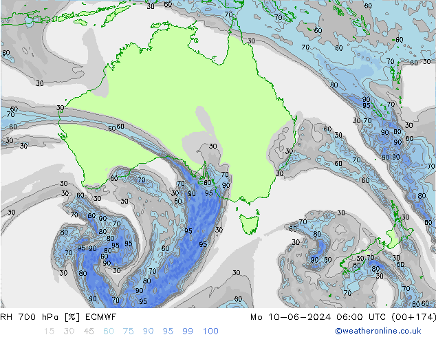 RH 700 hPa ECMWF Mo 10.06.2024 06 UTC