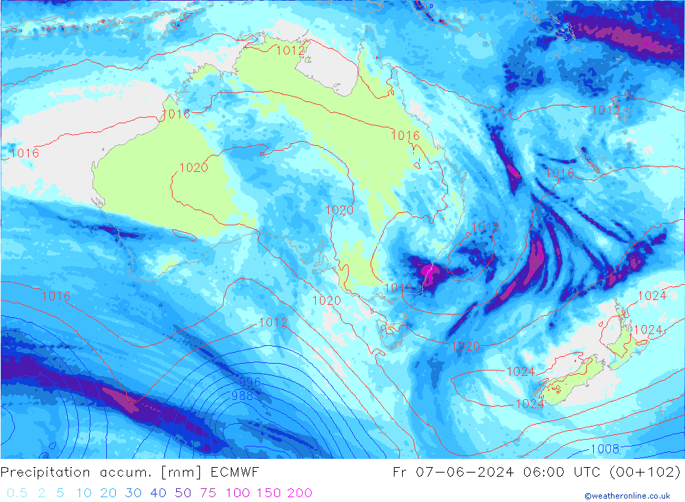 Precipitation accum. ECMWF Fr 07.06.2024 06 UTC
