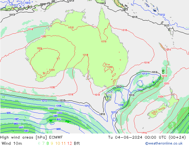 High wind areas ECMWF Tu 04.06.2024 00 UTC