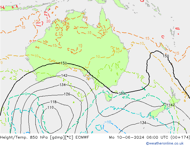 Z500/Yağmur (+YB)/Z850 ECMWF Pzt 10.06.2024 06 UTC