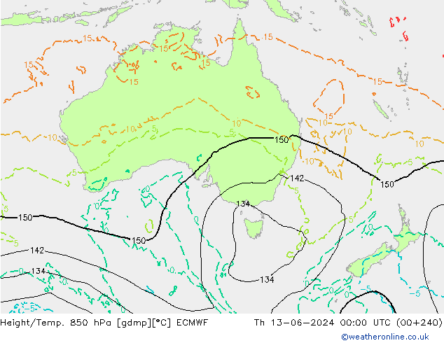 Z500/Rain (+SLP)/Z850 ECMWF jue 13.06.2024 00 UTC