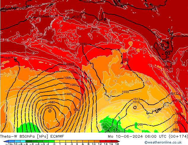 Theta-W 850hPa ECMWF Seg 10.06.2024 06 UTC