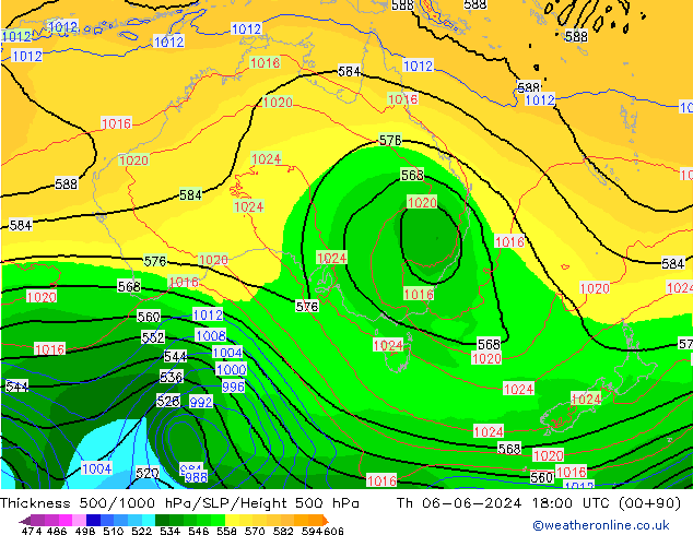 Thck 500-1000hPa ECMWF Th 06.06.2024 18 UTC