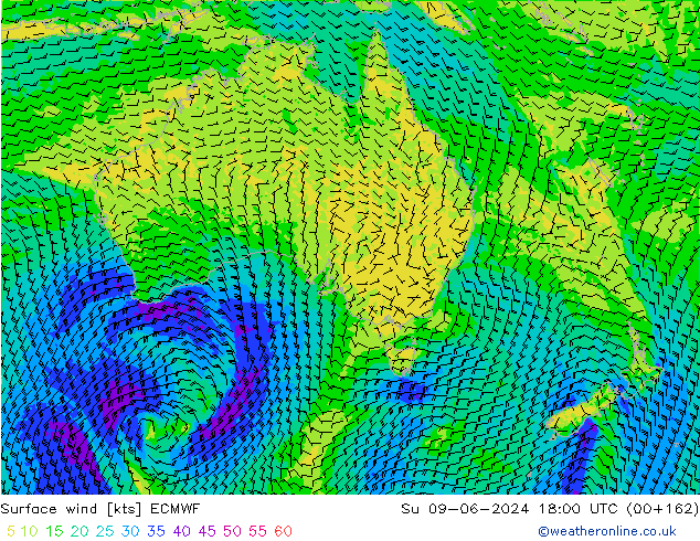 Vento 10 m ECMWF Dom 09.06.2024 18 UTC