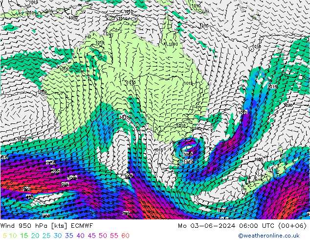 Wind 950 hPa ECMWF Mo 03.06.2024 06 UTC