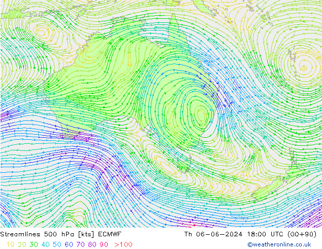 Streamlines 500 hPa ECMWF Th 06.06.2024 18 UTC