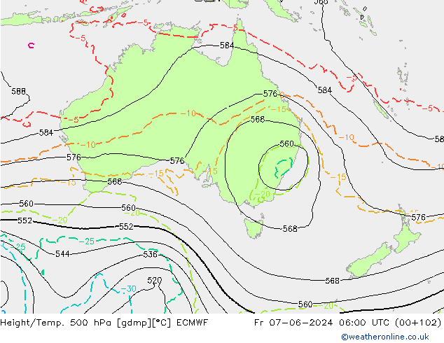 Z500/Regen(+SLP)/Z850 ECMWF vr 07.06.2024 06 UTC