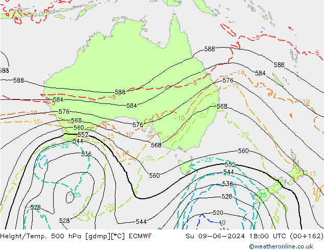 Z500/Rain (+SLP)/Z850 ECMWF nie. 09.06.2024 18 UTC