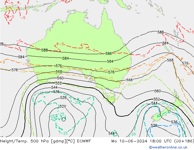 Z500/Rain (+SLP)/Z850 ECMWF lun 10.06.2024 18 UTC